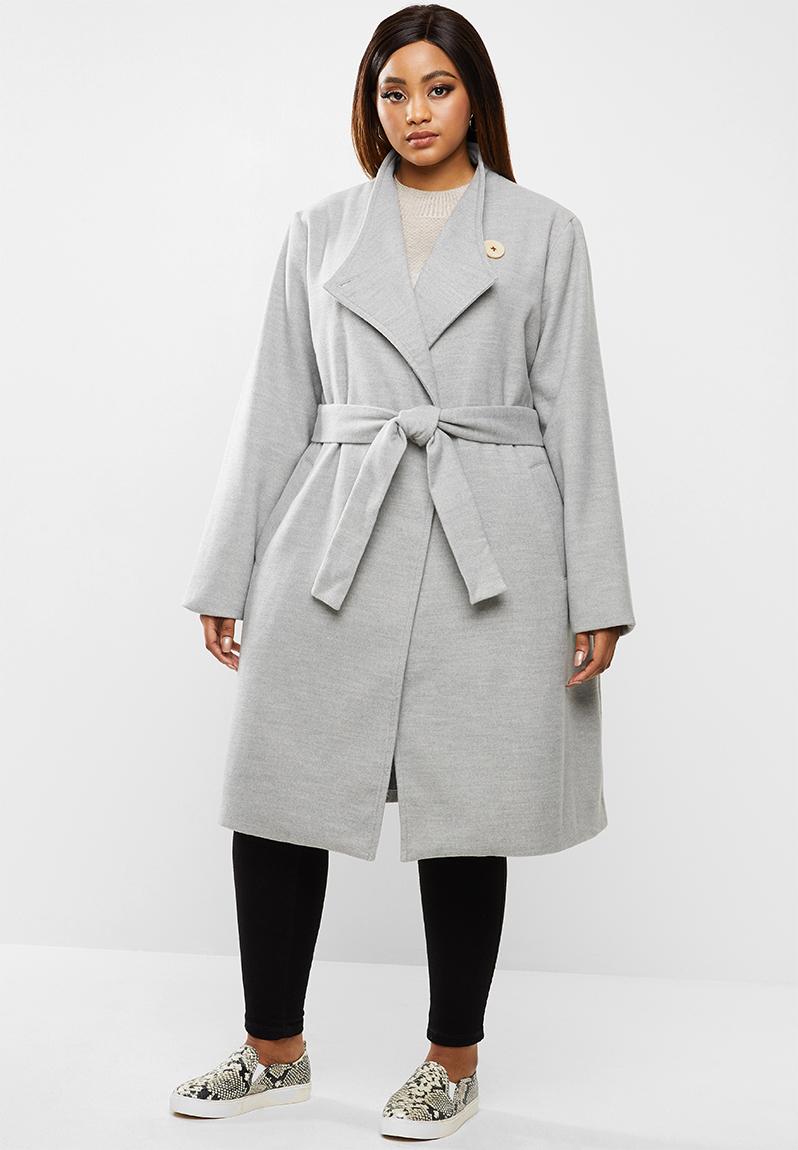 Funnel neck coat (plus) - grey edit Plus Jackets & Coats | Superbalist.com