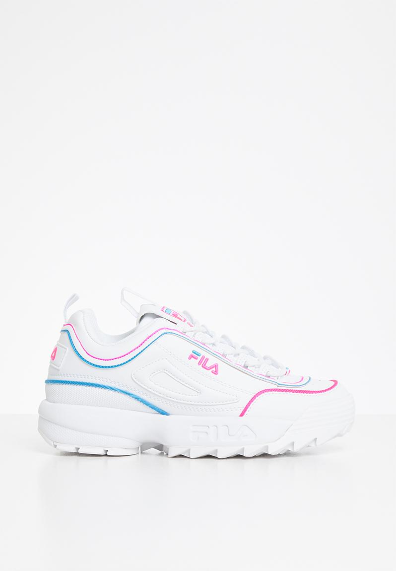 fila white & pink disruptor ii premium fade trainers