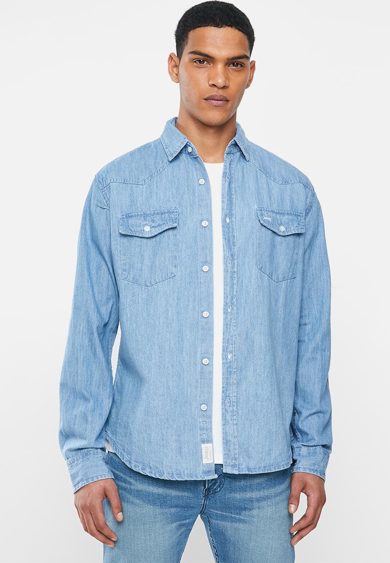 Denim long sleeve shirt - stonewash JEEP Shirts | Superbalist.com