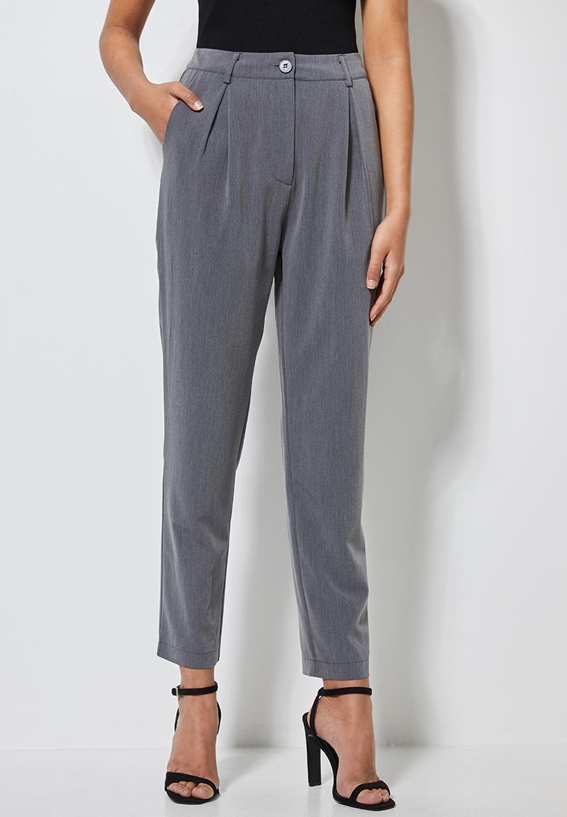 Tapered trouser with pleat detail - grey Superbalist Trousers ...