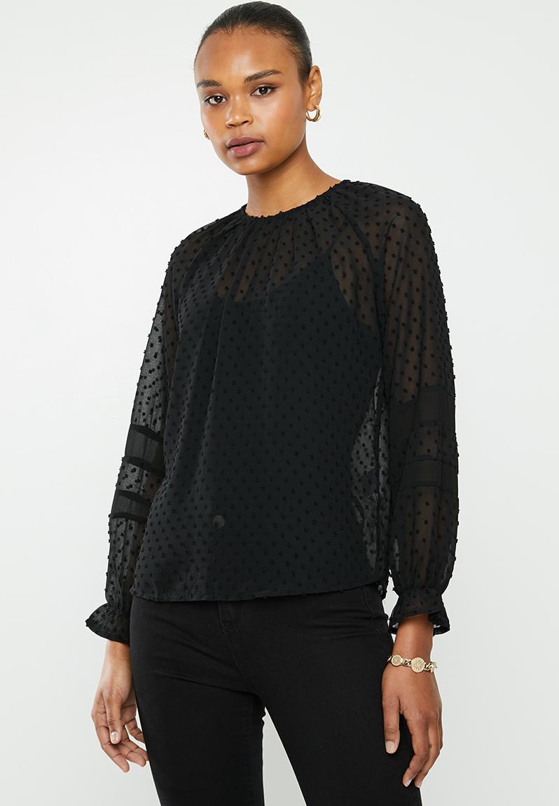 Lace inset trim blouse - black edit Blouses | Superbalist.com