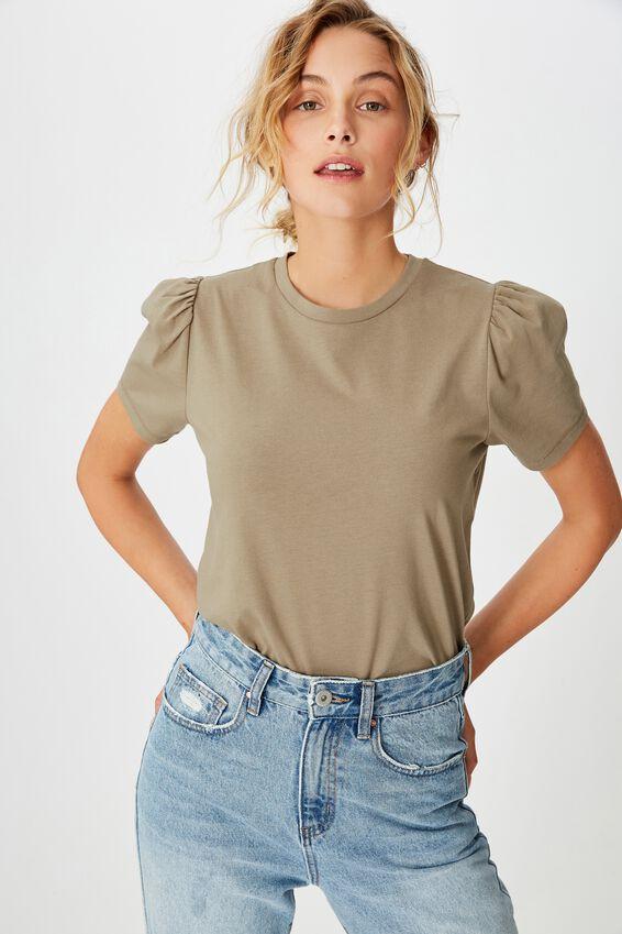 Puff sleeve short sleeve top - desert taupe Cotton On T-Shirts, Vests ...