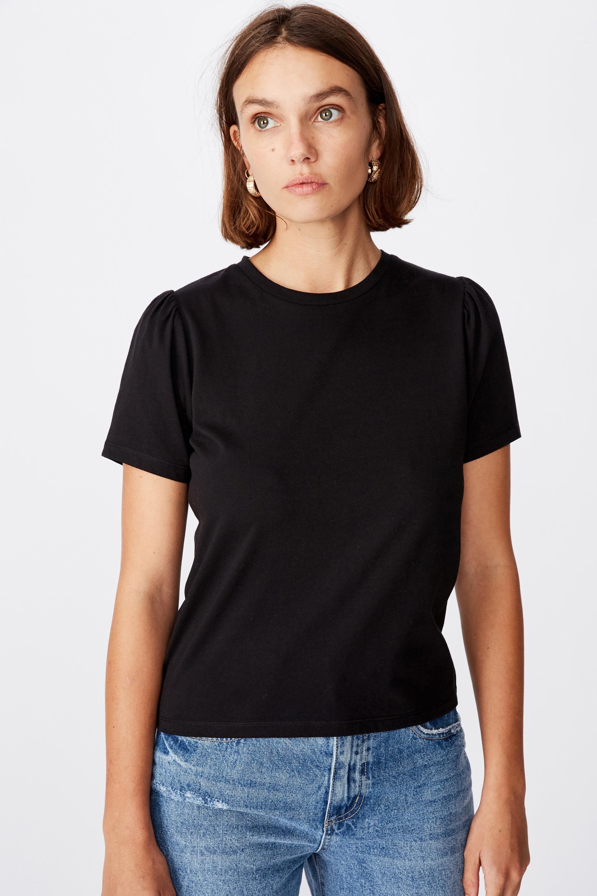 Puff sleeve short sleeve top - black Cotton On T-Shirts, Vests & Camis ...