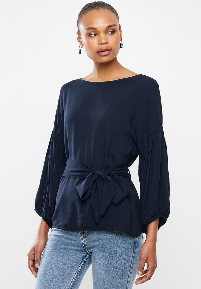 Lantern sleeve blouse - navy edit Blouses | Superbalist.com