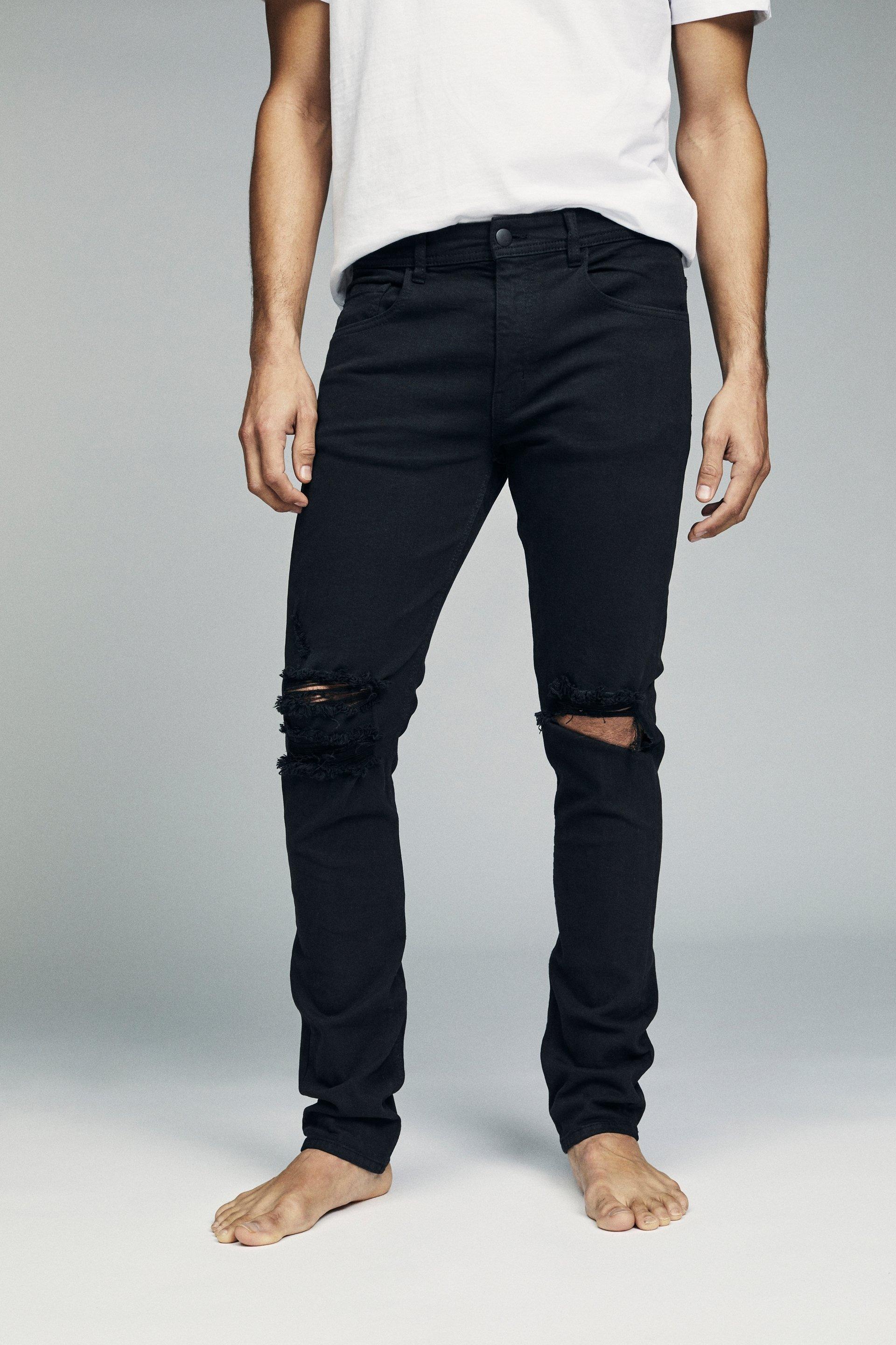 ASOS DESIGN skinny jeans with coated denim in black with biker detail