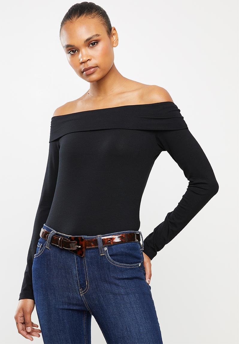 Bardot Off-the-shoulder Top - Black Edit T-Shirts, Vests & Camis ...