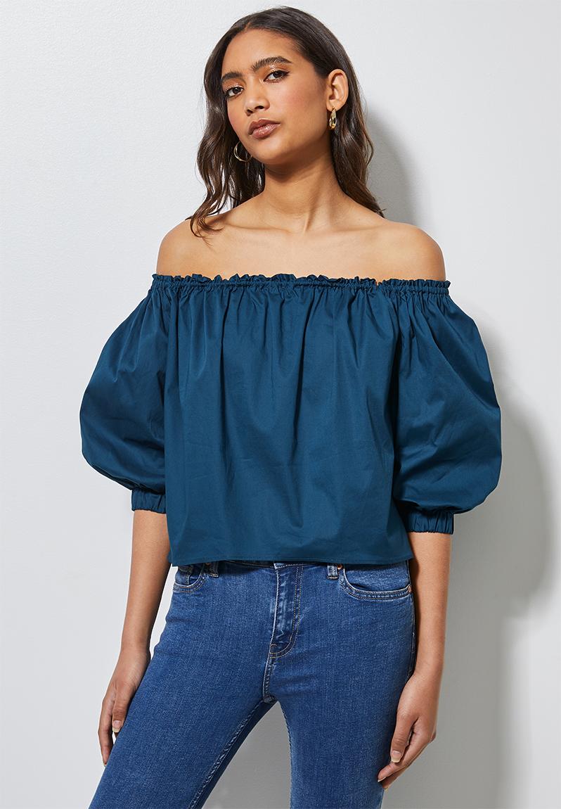 Off the shoulder blouse - moroccan blue Superbalist Blouses ...