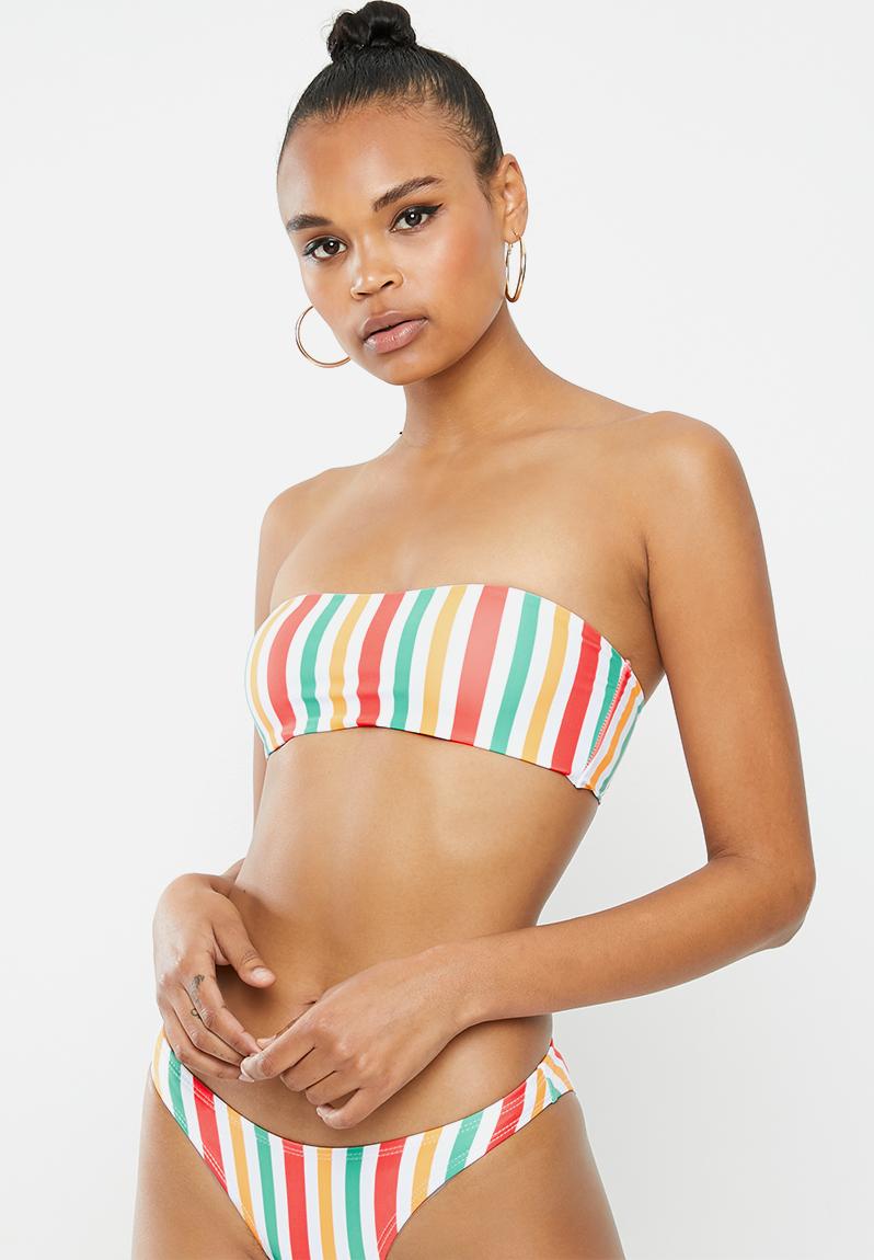 Stripe Bandeau Bikini Top Multi Missguided Bikinis 8853