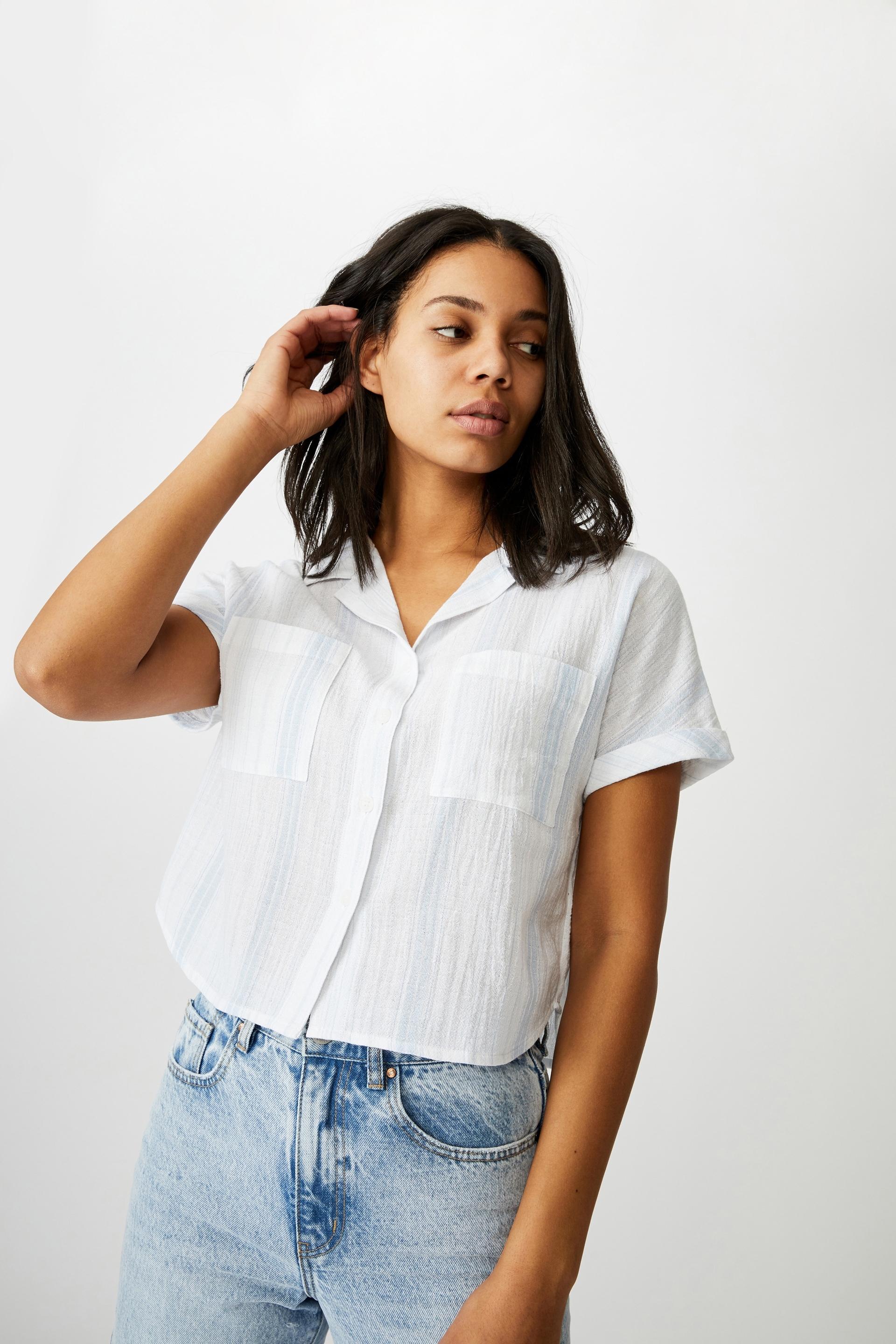 Erika short sleeve shirt - sienna stripe/chambray blue Cotton On Shirts ...