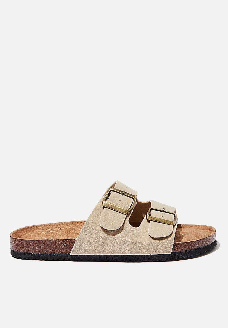 double buckle flip flops
