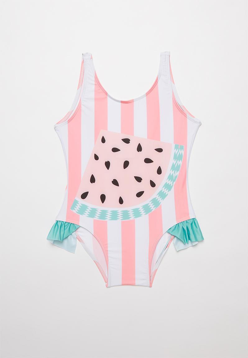 Girls watermelon swimsuit - white & pink POP CANDY Swimwear ...