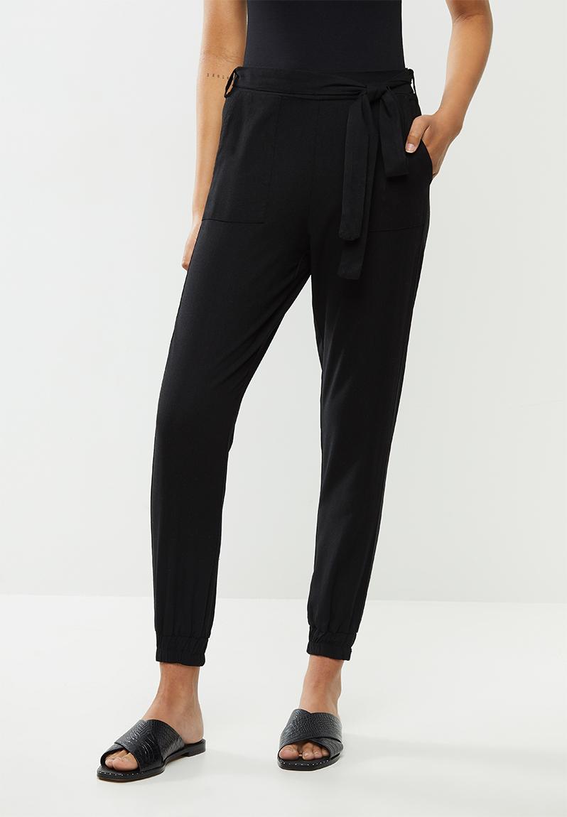 black linen jogger pants