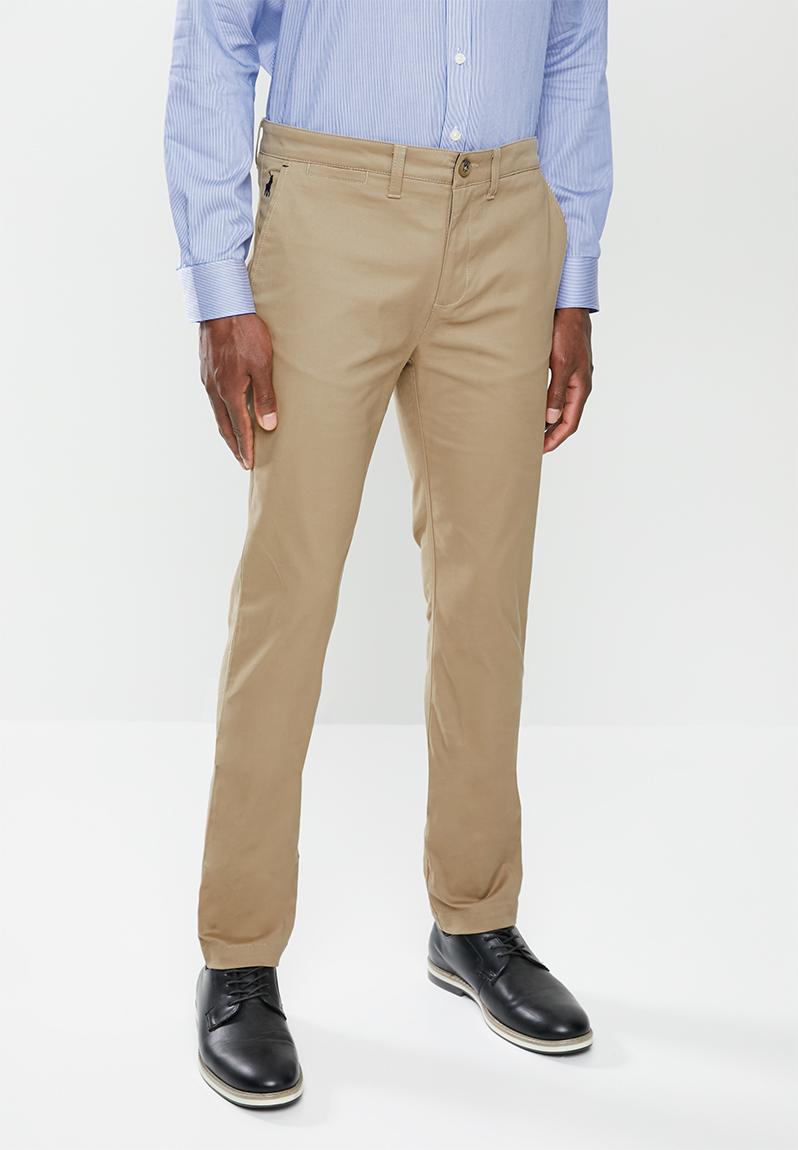 Carson cotton stretch slim leg chino - khaki POLO Formal Pants ...