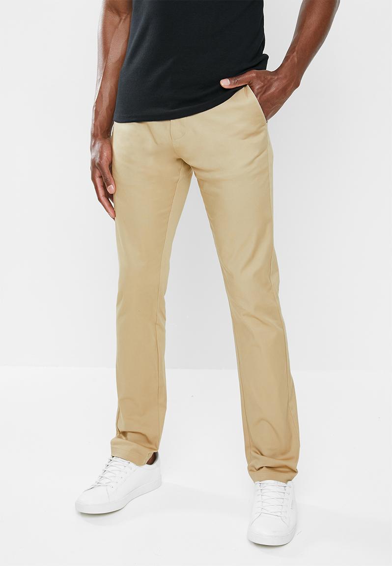 Stretch cotton trouser with side entry pockets - stone Jonathan D ...