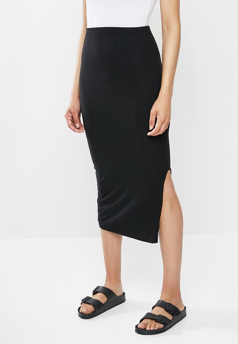Coord midi skirt ribbed - black Missguided Skirts | Superbalist.com