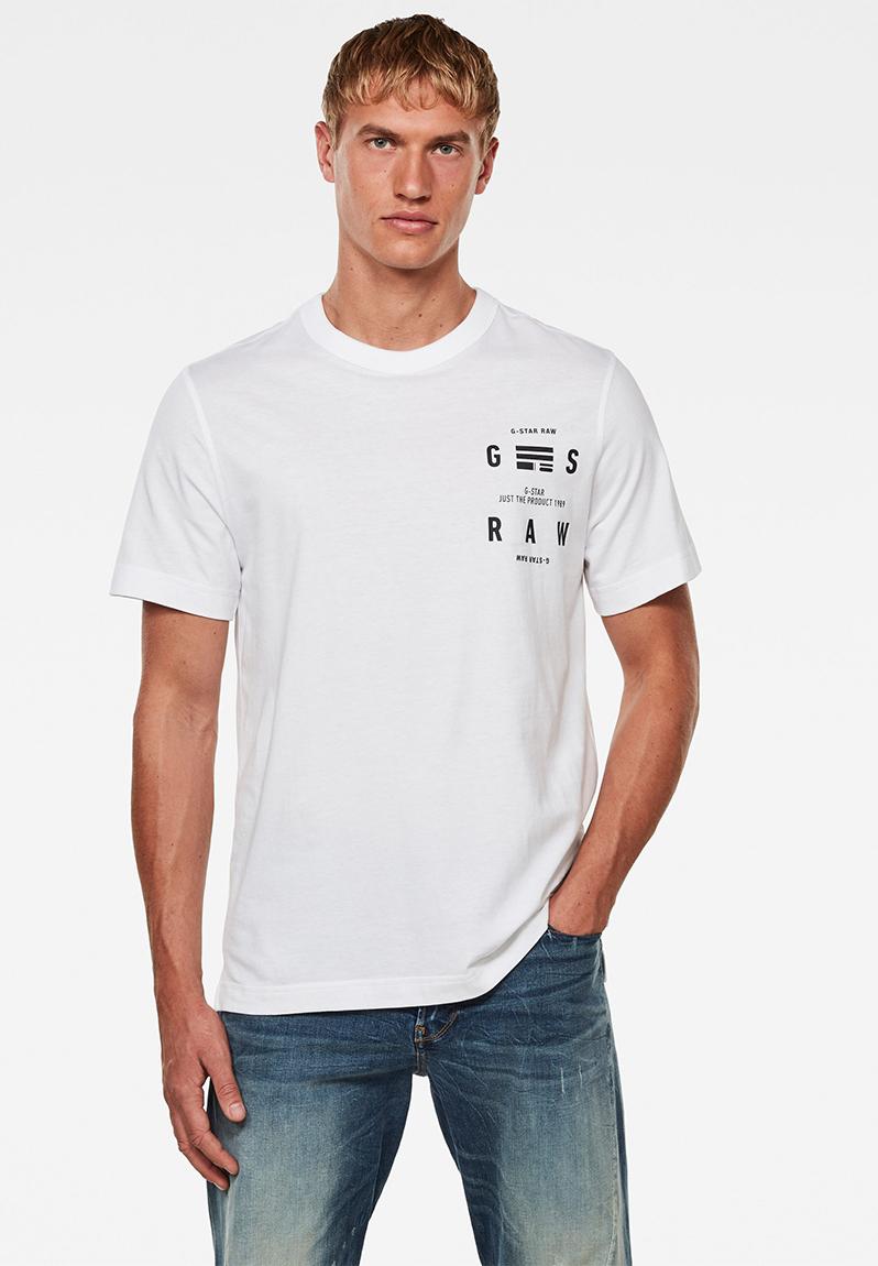 Back Graphic Logo + R Short Sleeve Tee - White G-Star RAW T-Shirts ...