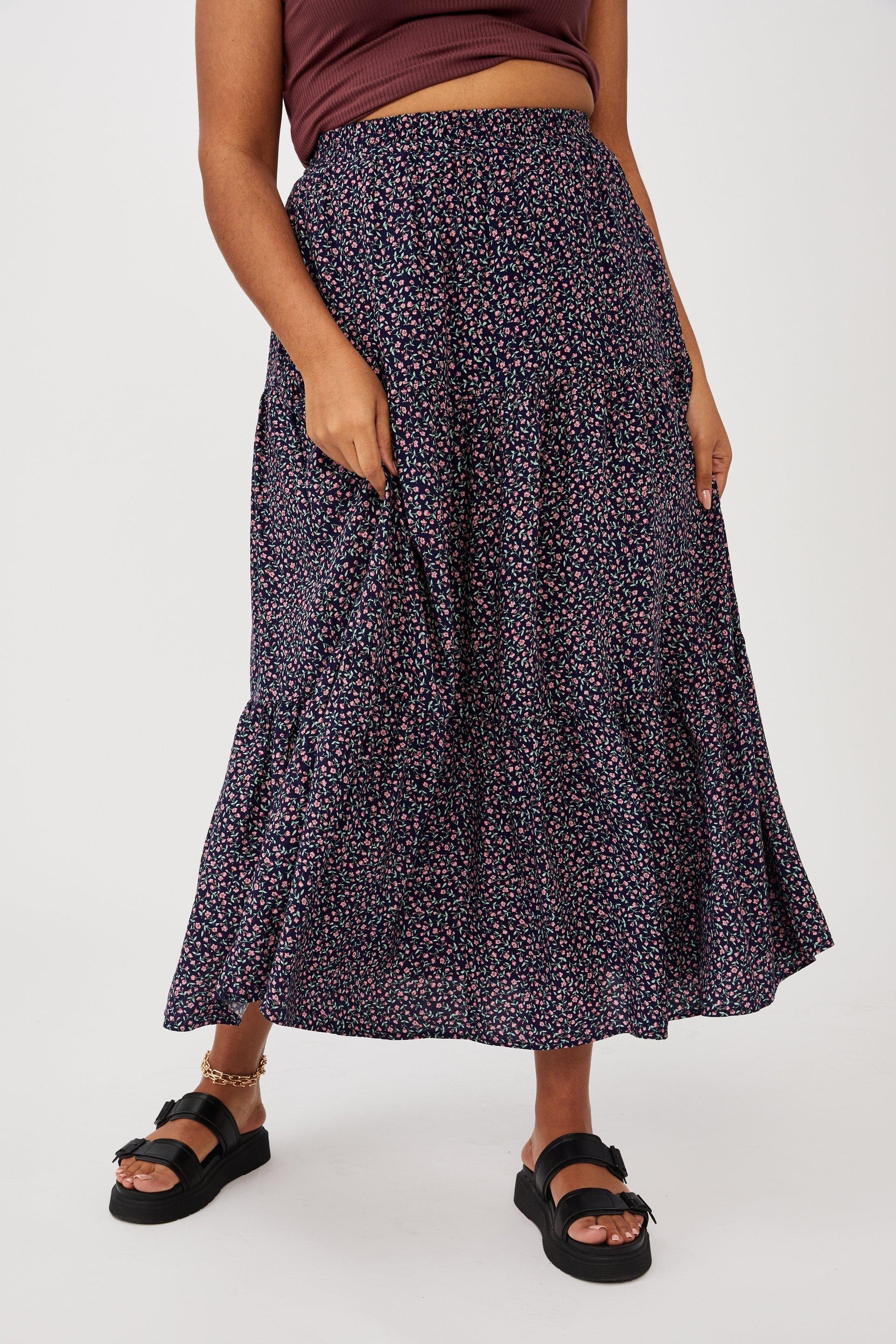 Curve jasmine maxi skirt - robyn ditsy navy Cotton On Bottoms & Skirts ...