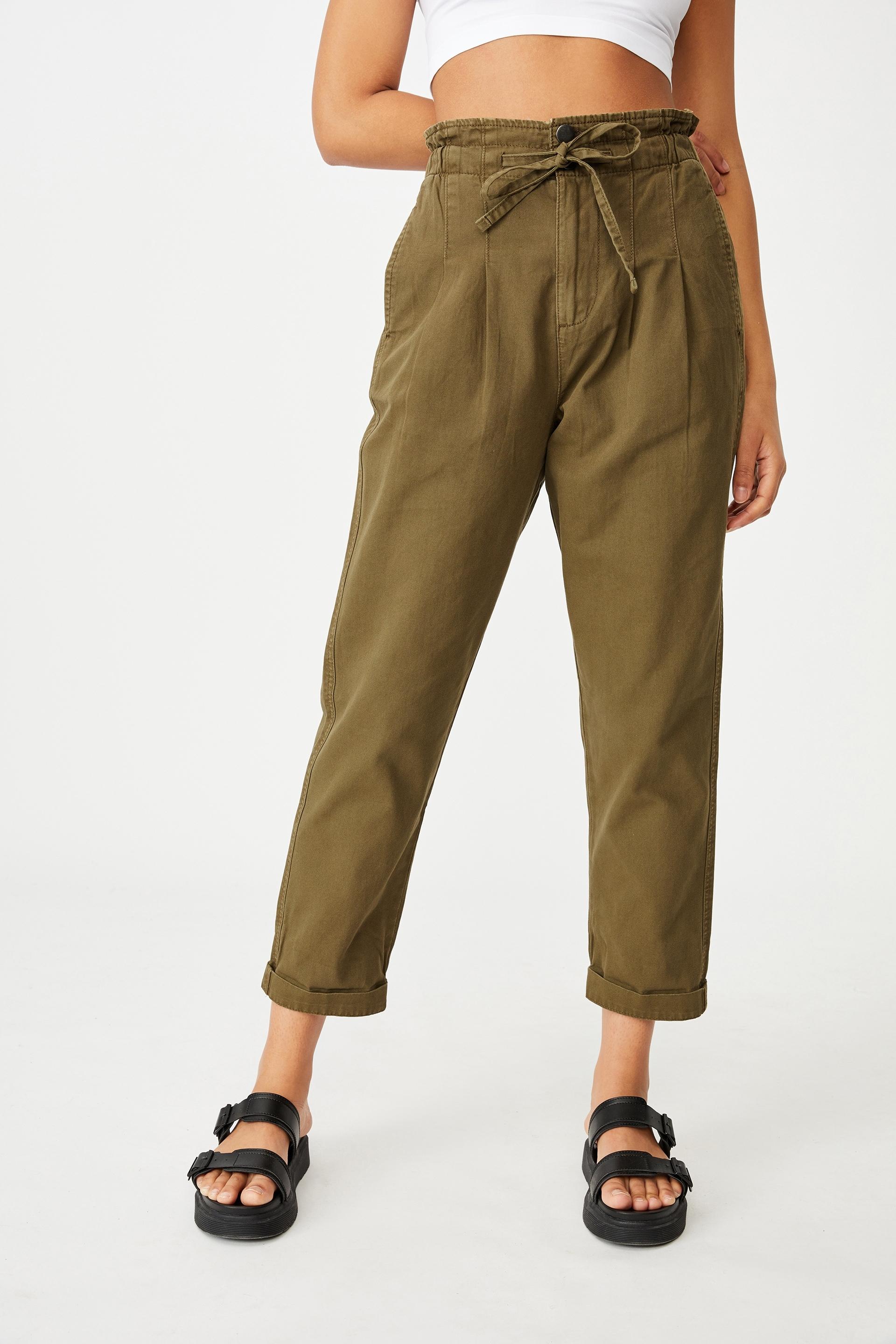 Paperbag pant - dark olive Cotton On Trousers | Superbalist.com