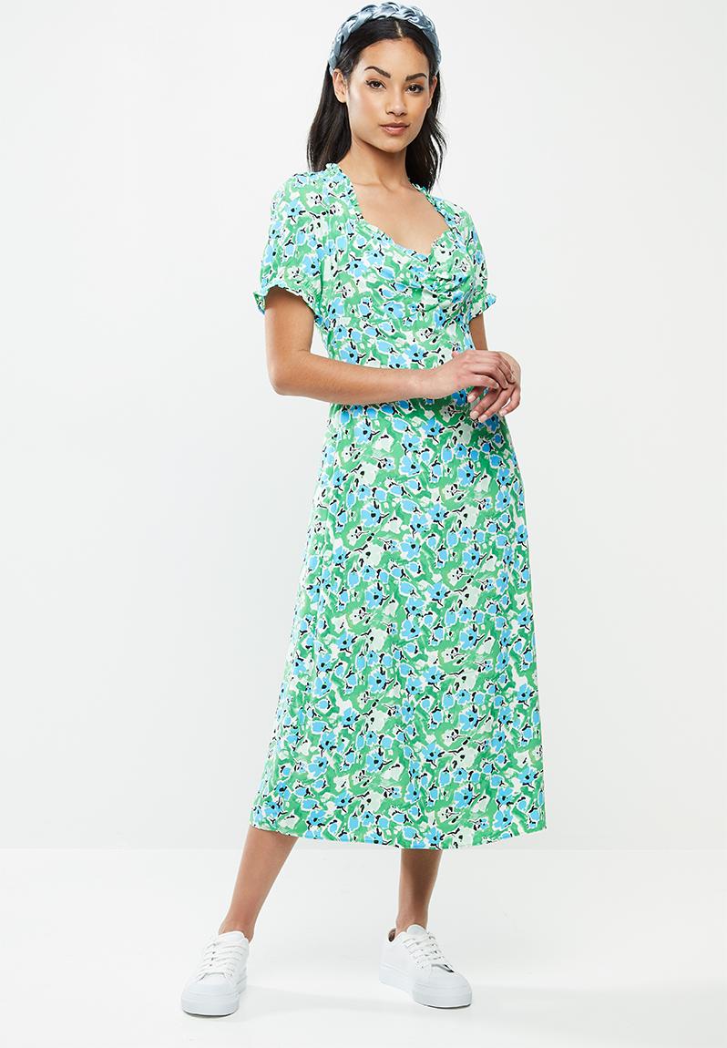 Petite abstract floral puff sleeve midi dress - green Glamorous Dresses | Superbalist.com