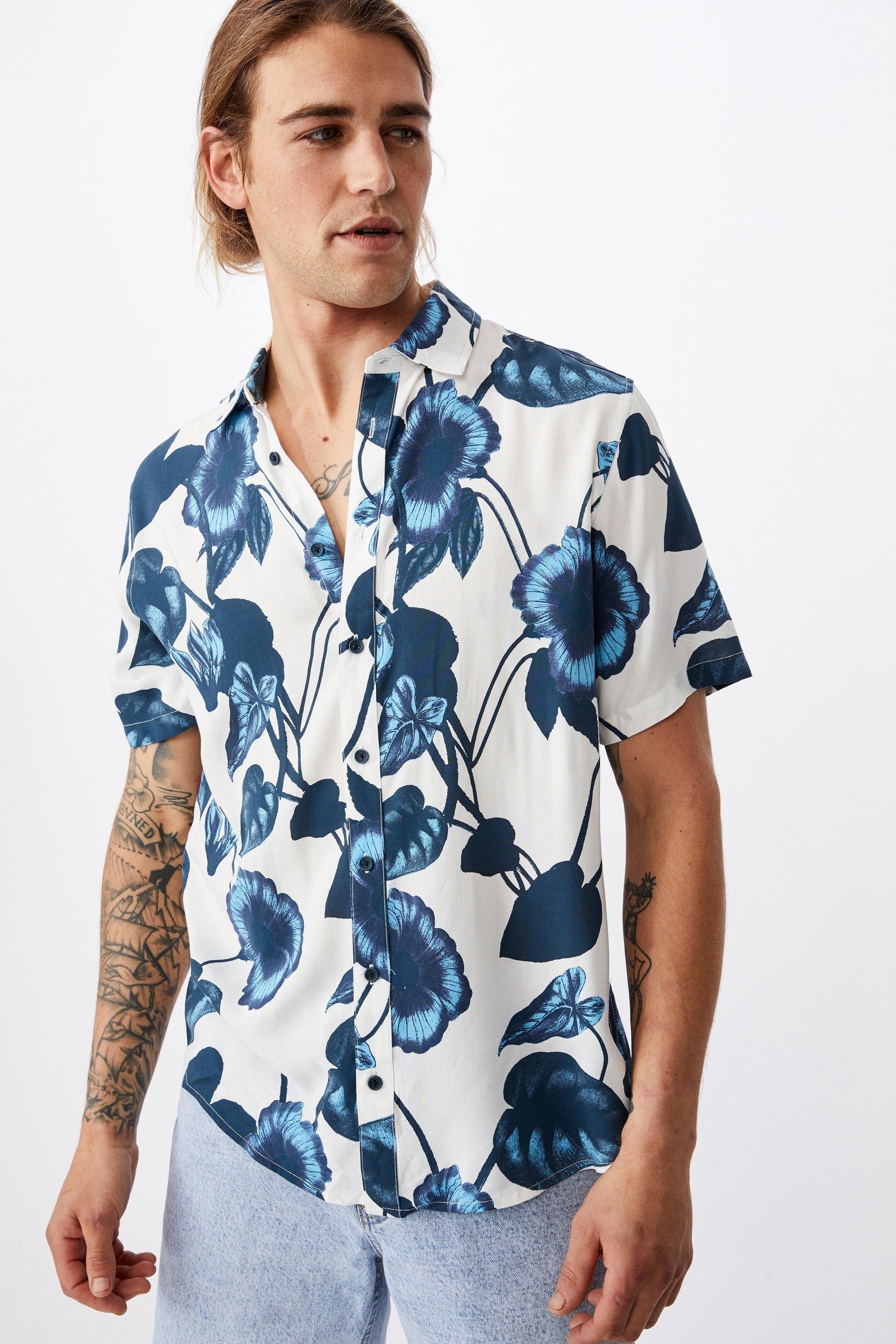 Short sleeve resort shirt - blue statement floral Cotton On Shirts ...