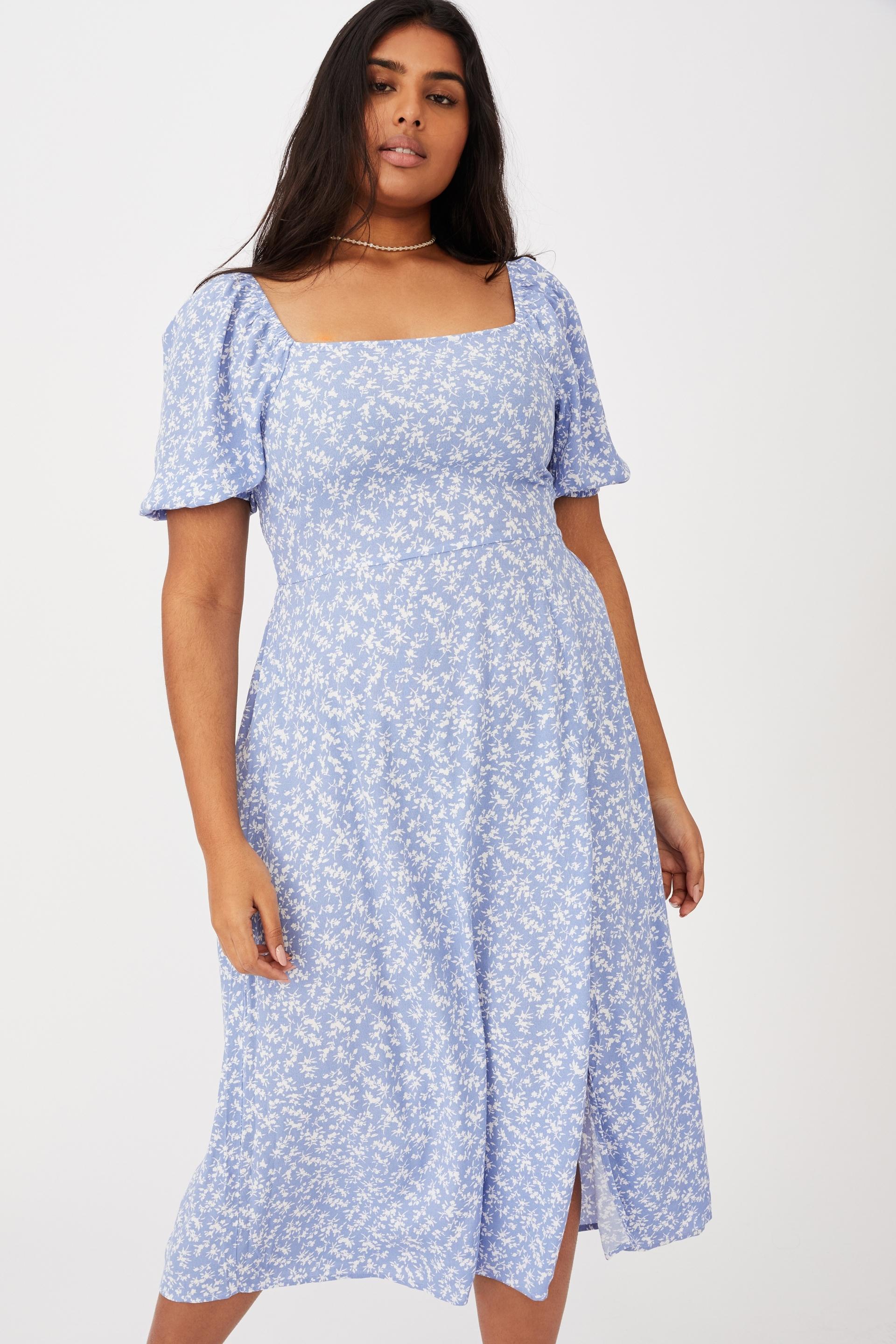 Curve woven sienna midi dress  edith spring vintage blue Cotton On