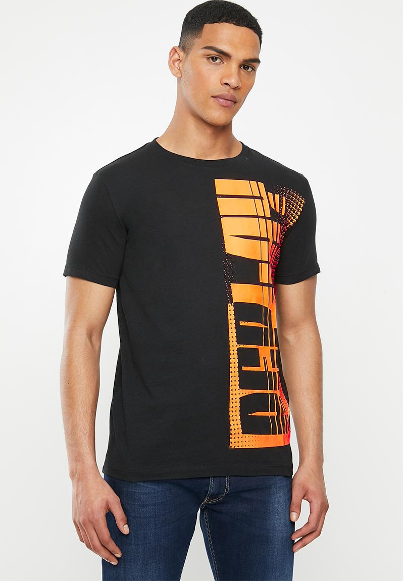 orange and black graphic tee womens