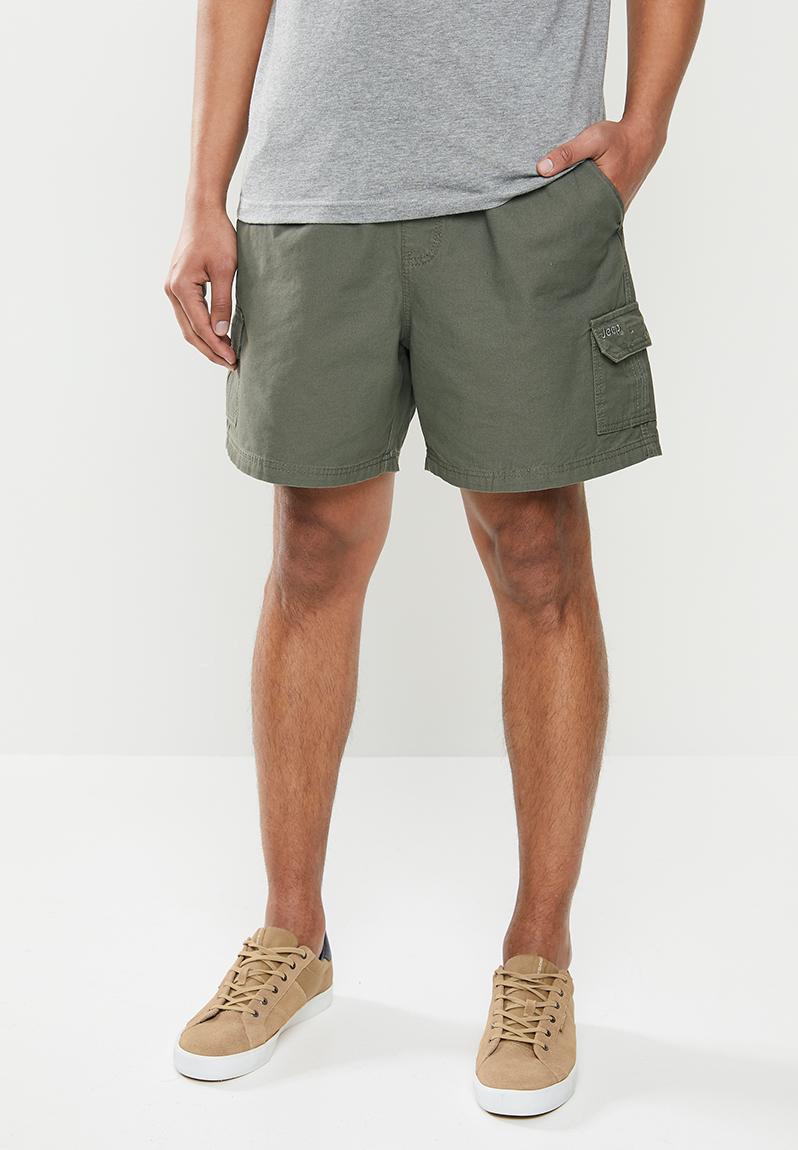 14cm hardwearing elasticated cargo shorts - olive JEEP Shorts ...