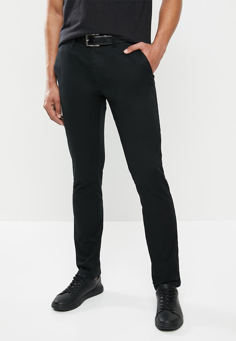 Stretch cotton trouser with side entry pockets - black Jonathan D ...