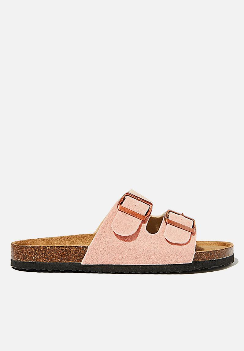 Rex double buckle slide - blush rough micro Cotton On Sandals & Flip ...