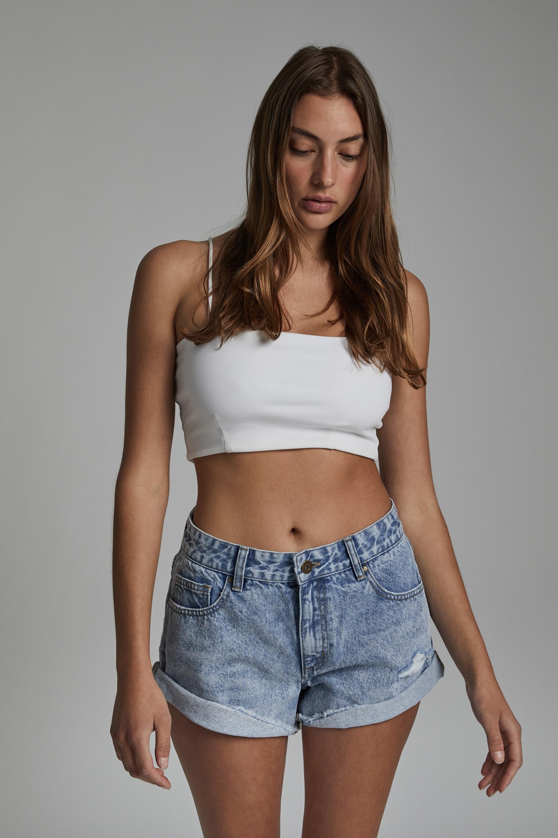 Mid Relaxed Denim Short Avalon Blue Rip Cotton On S