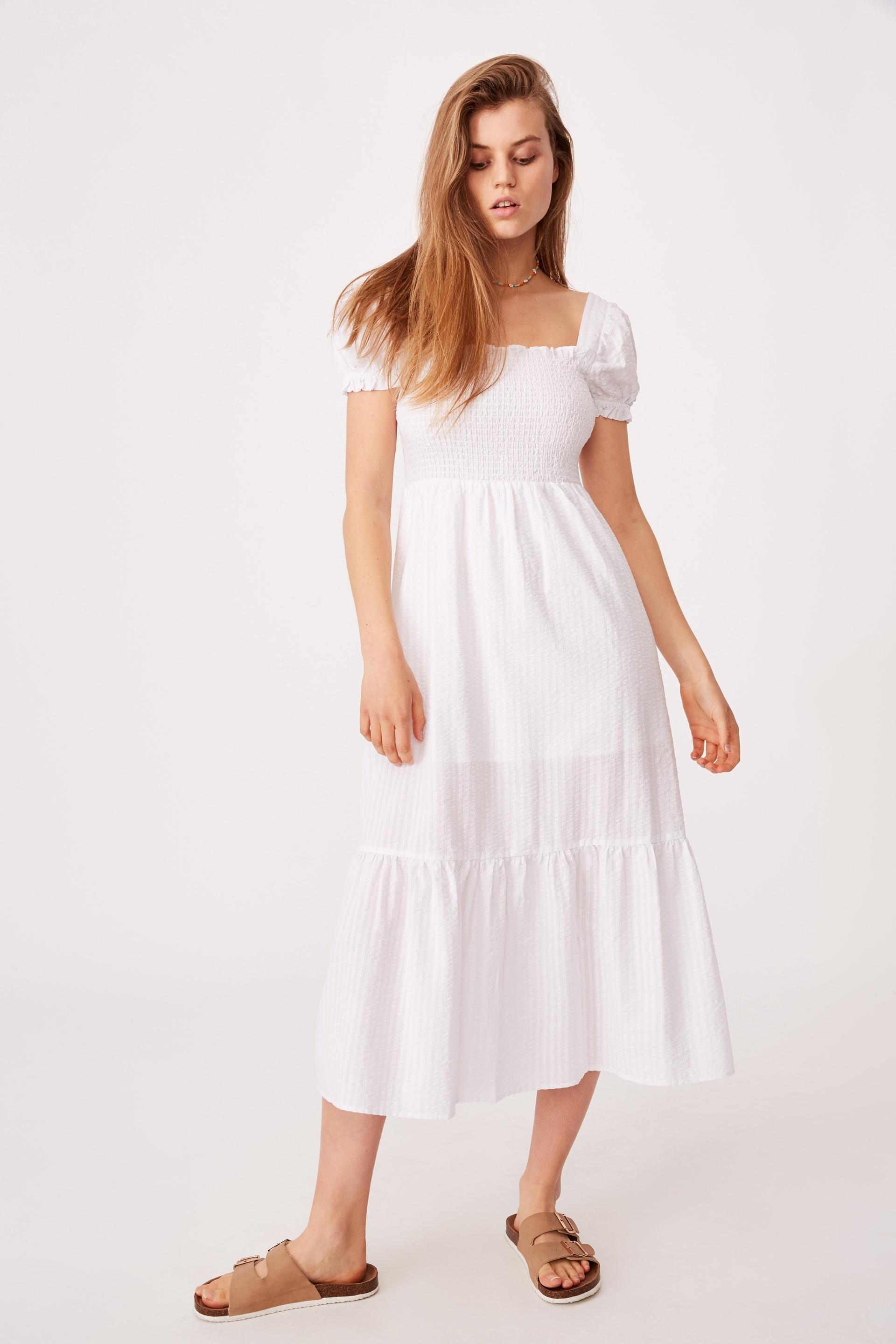 Woven louise shirred maxi dress - white gingham Cotton On Casual ...