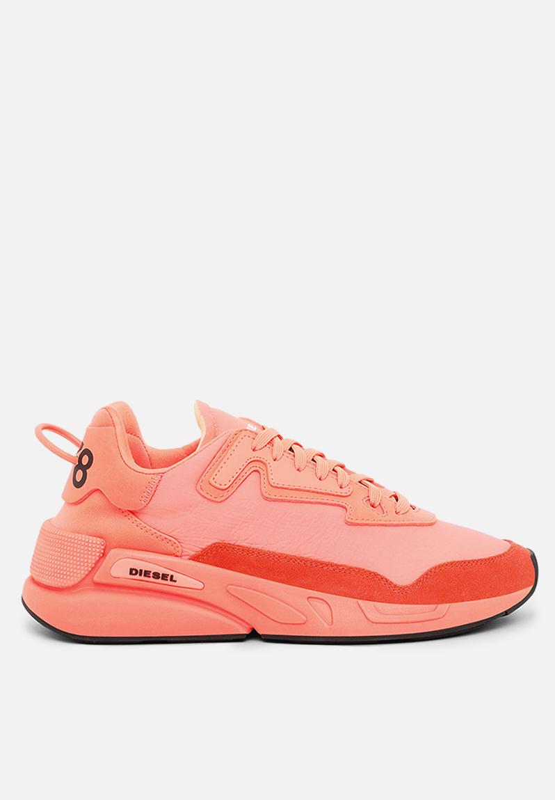 neon coral sneakers