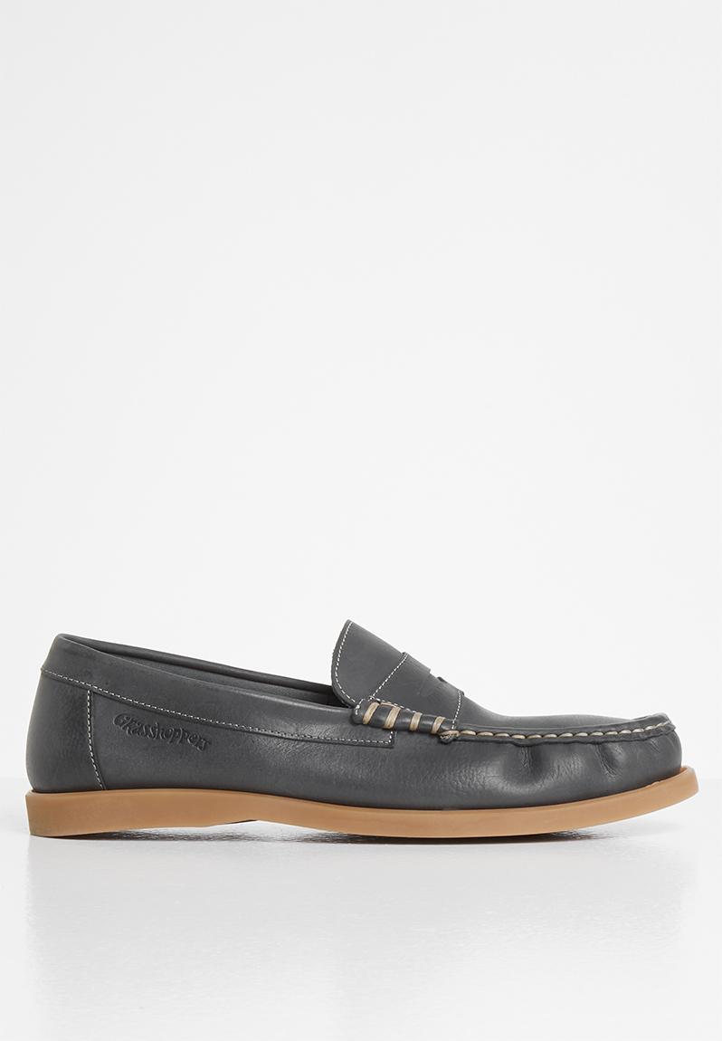 Deckskin leather loafer - charcoal Grasshoppers Slip-ons and Loafers ...