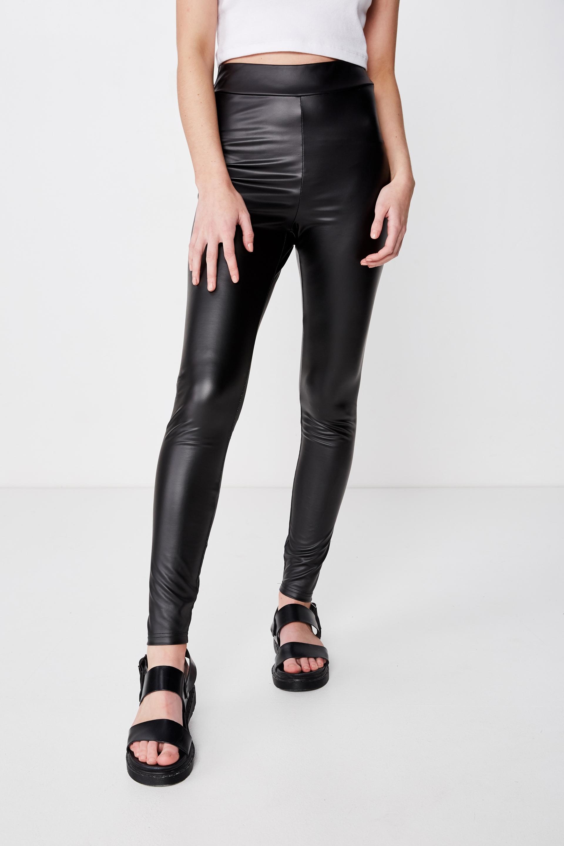 Chelsea high waisted legging - black pu coated Cotton On Trousers ...