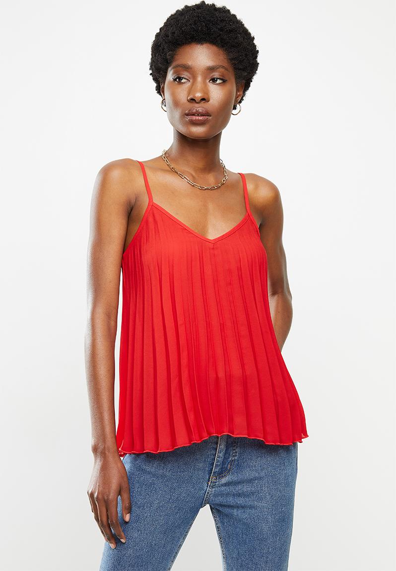 Sunray pleated strappy cami - red VELVET Blouses | Superbalist.com