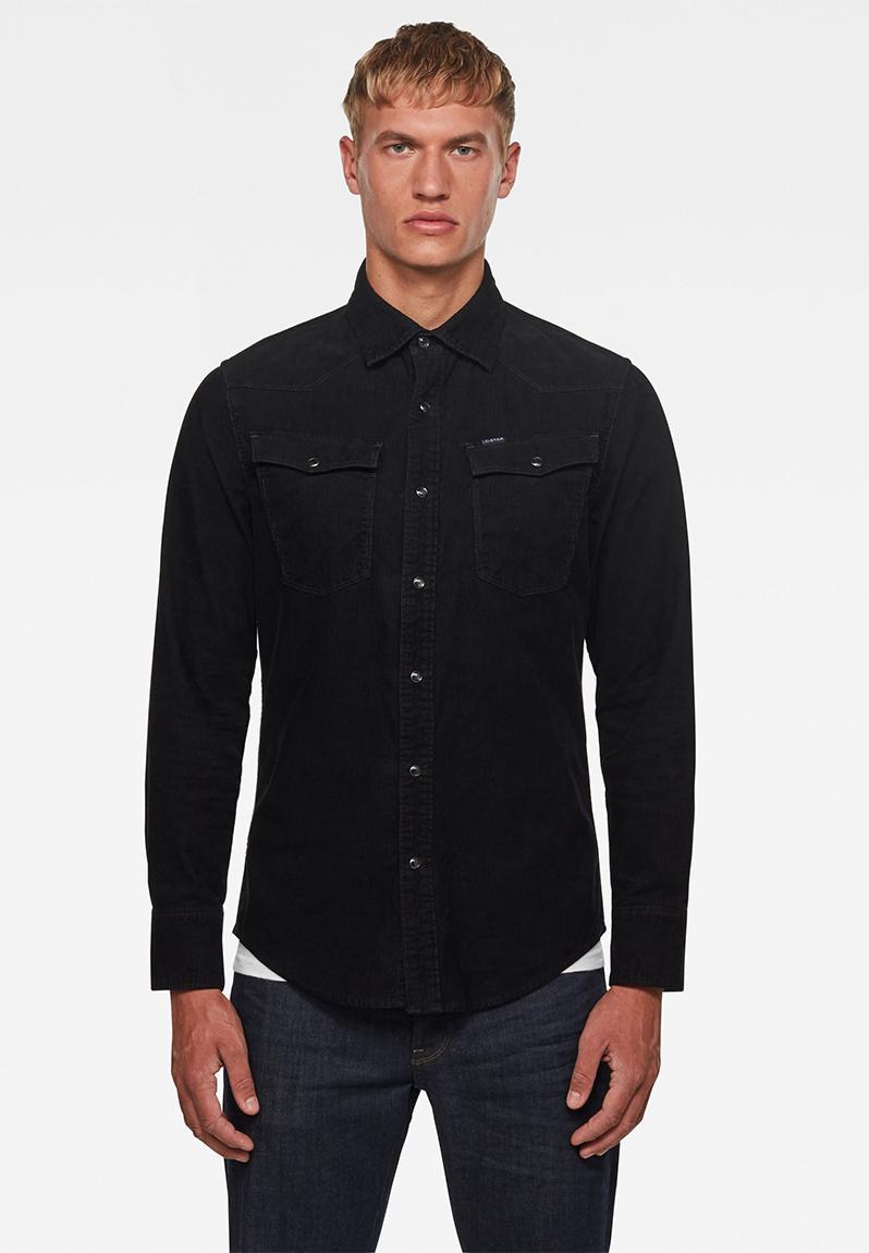 3301 Slim long sleeve shirt - dk black gd G-Star RAW Shirts ...