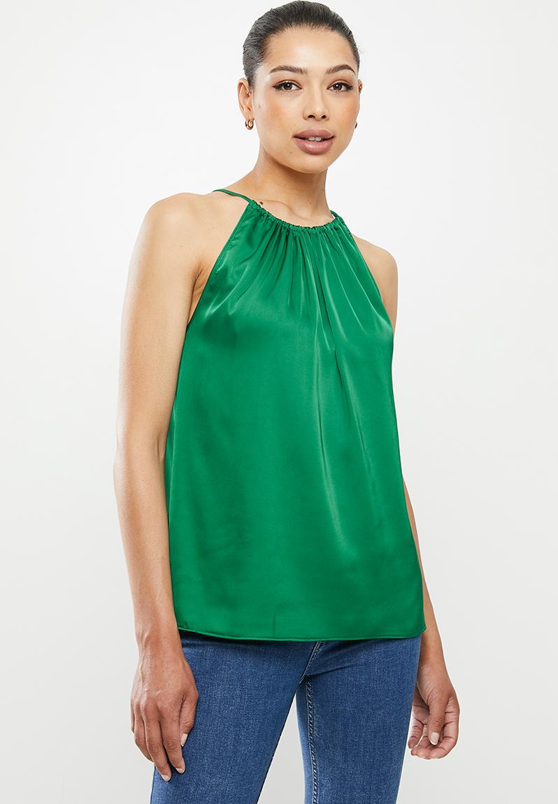 Satin gauged tunnelled top - green MILLA Blouses | Superbalist.com