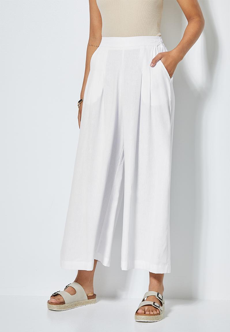 Linen blend culotte - white Superbalist Trousers | Superbalist.com