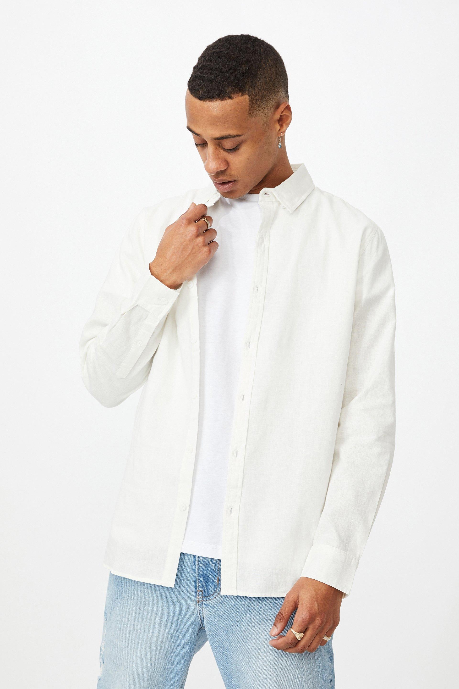 Linen cotton long sleeve shirt - white Cotton On Shirts | Superbalist.com