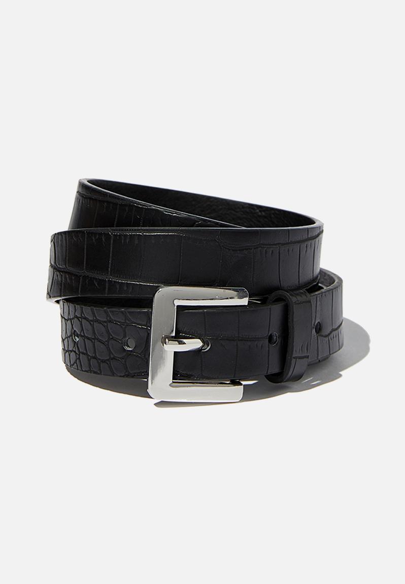 Square buckle belt - black croc w silver Rubi Belts | Superbalist.com
