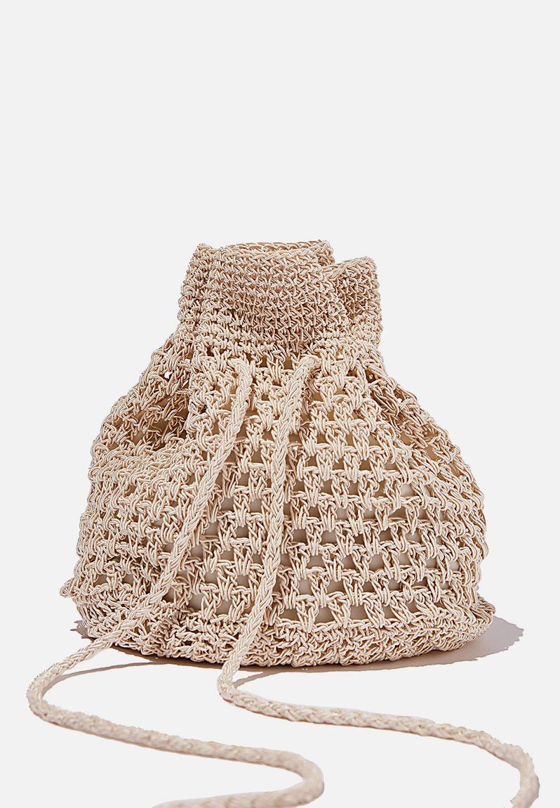 Macrame knit bucket bag natural Rubi Bags & Purses