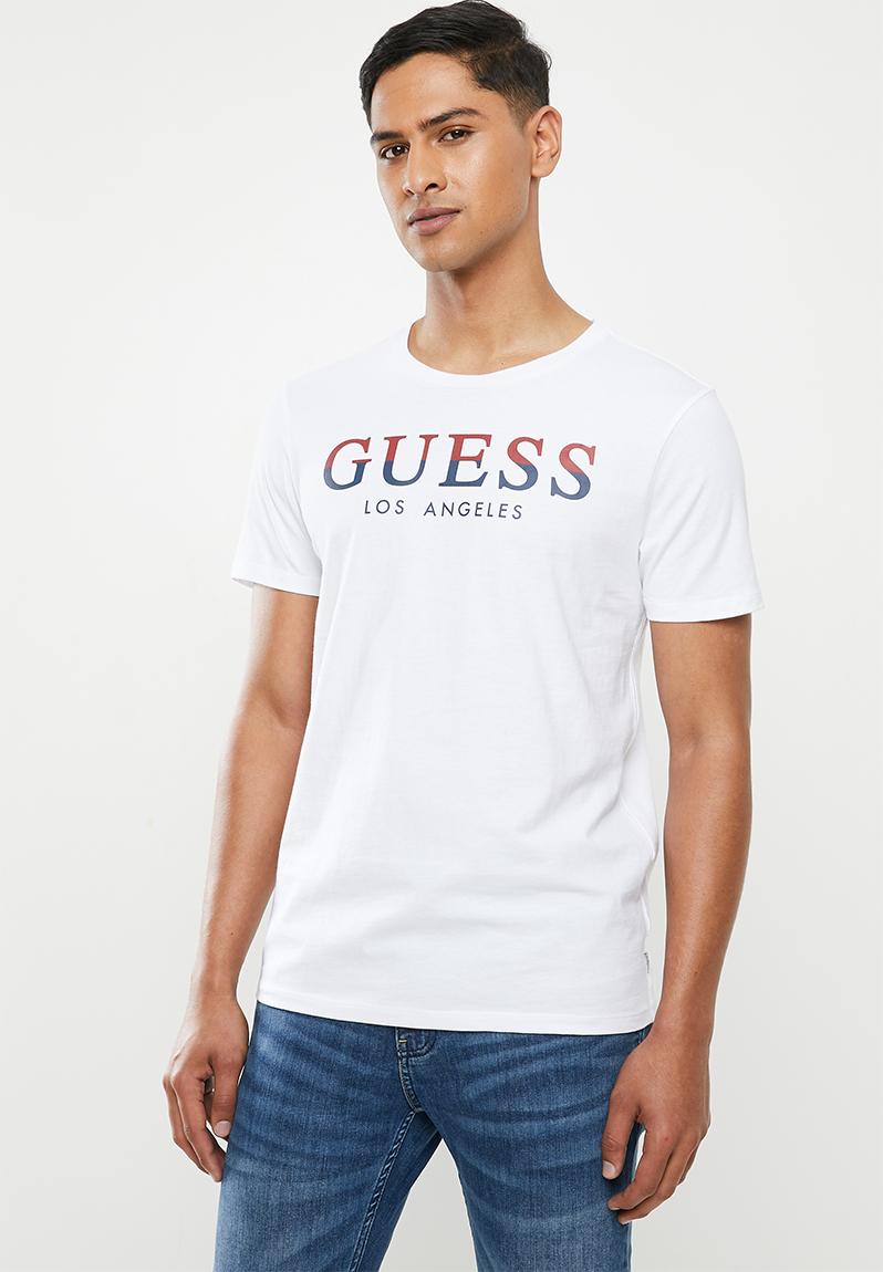 Short sleeve guess 2 colour crew tee - white GUESS T-Shirts & Vests ...