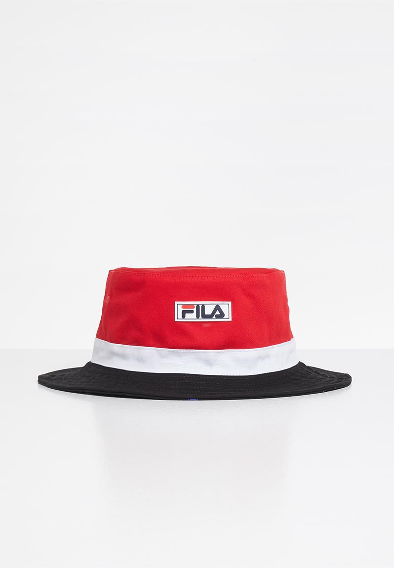 fila red bucket hat