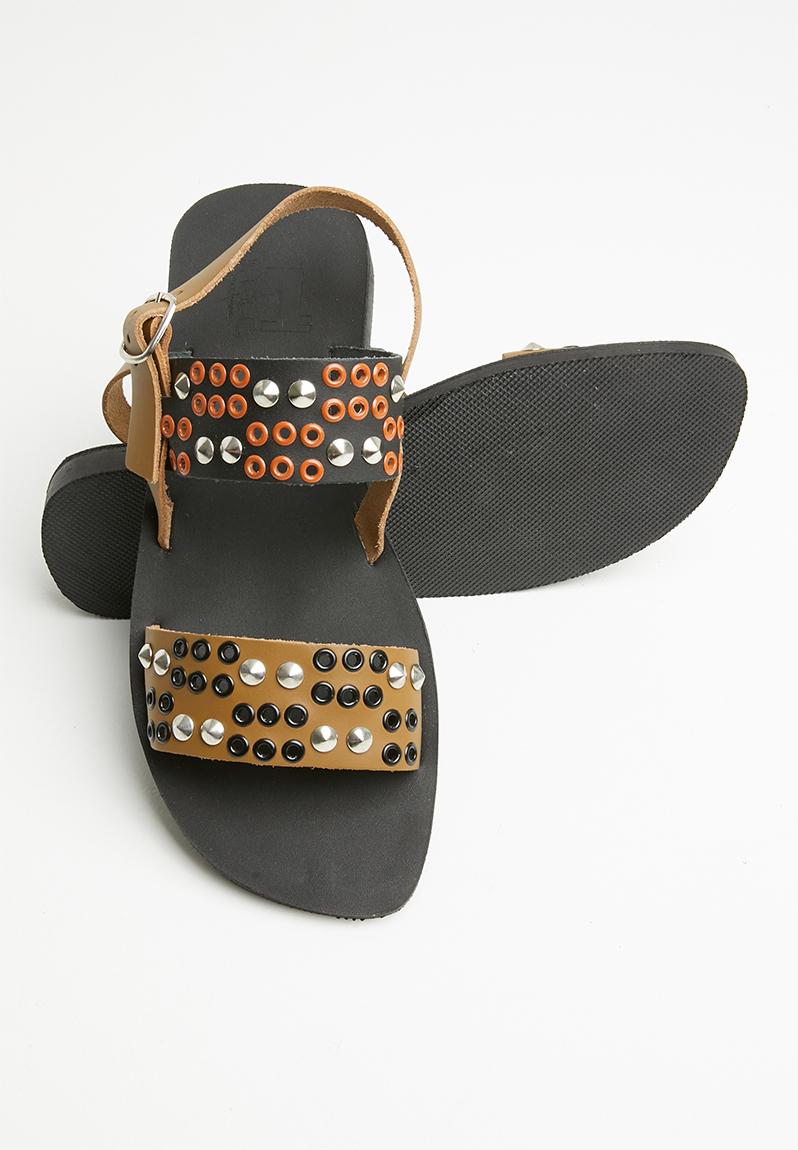 Sibongile leather sandal - tan/black iFELE Sandals & Flip Flops ...