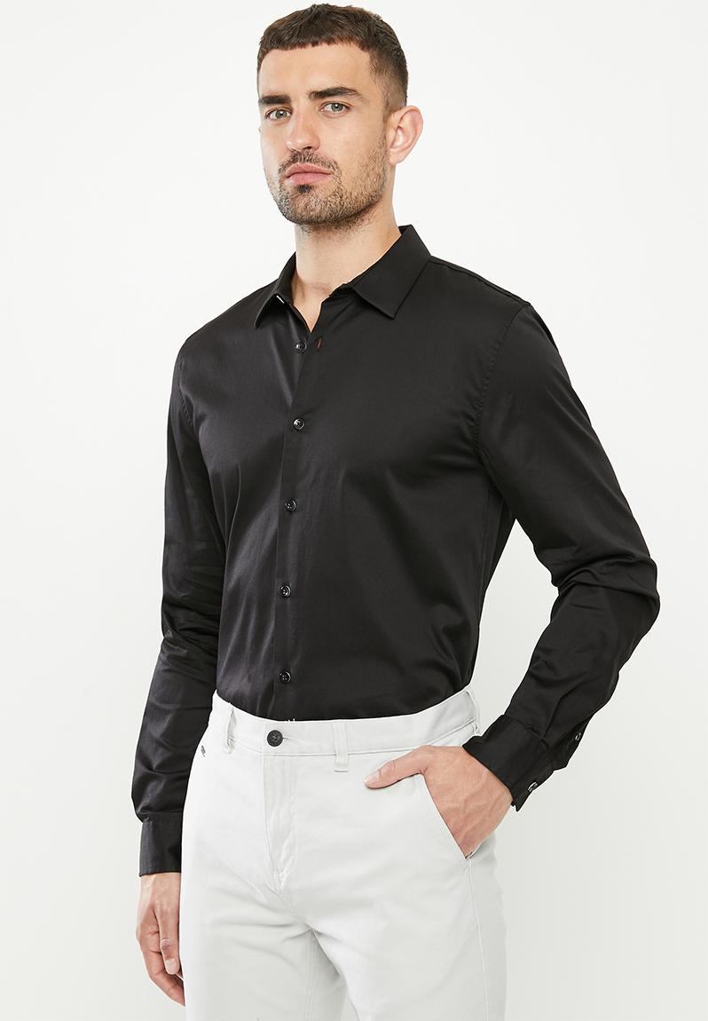 Guess stretch ls shirt - jet black GUESS Shirts | Superbalist.com