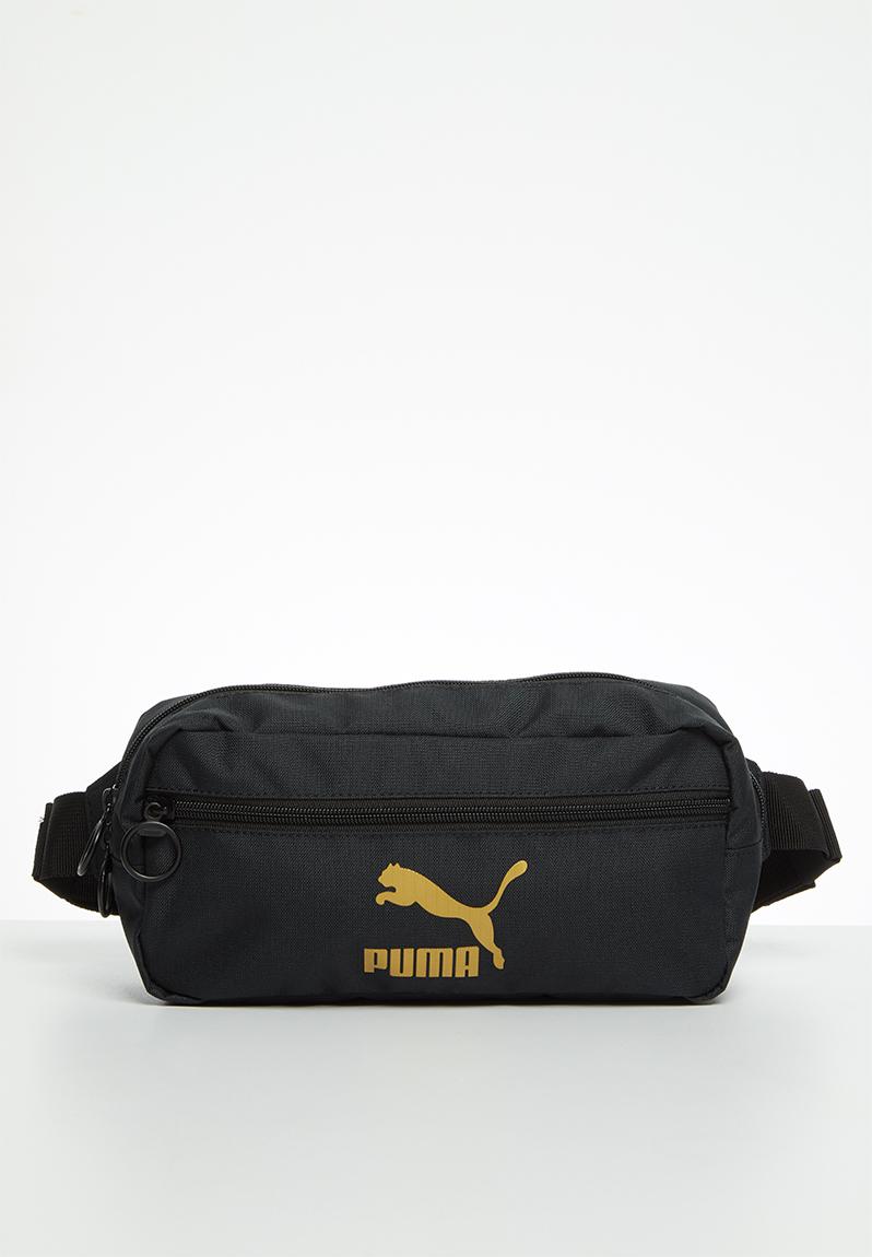 puma gold and white purse