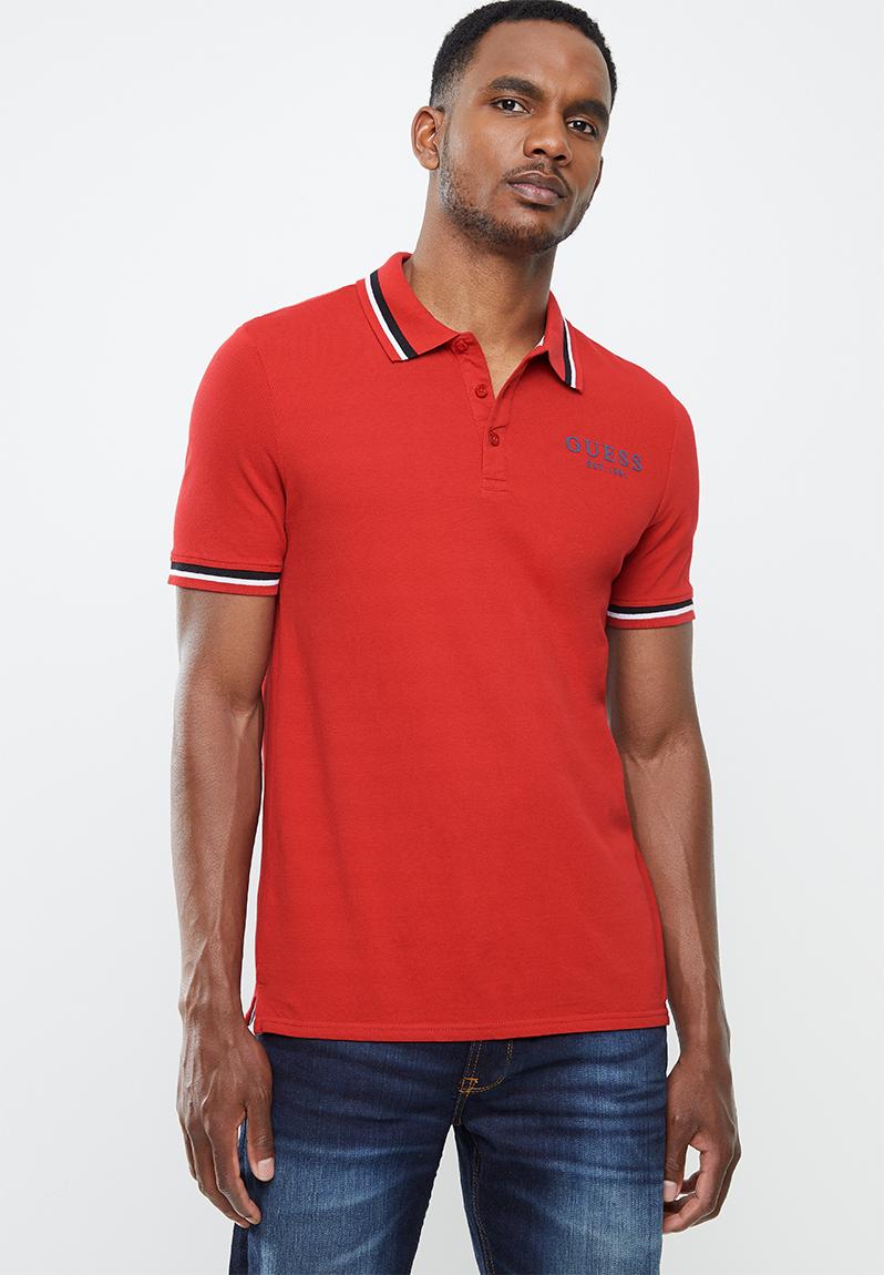 Fashion polo with tipping - red GUESS T-Shirts & Vests | Superbalist.com