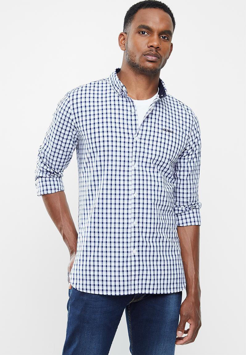 mens guess long sleeve shirt