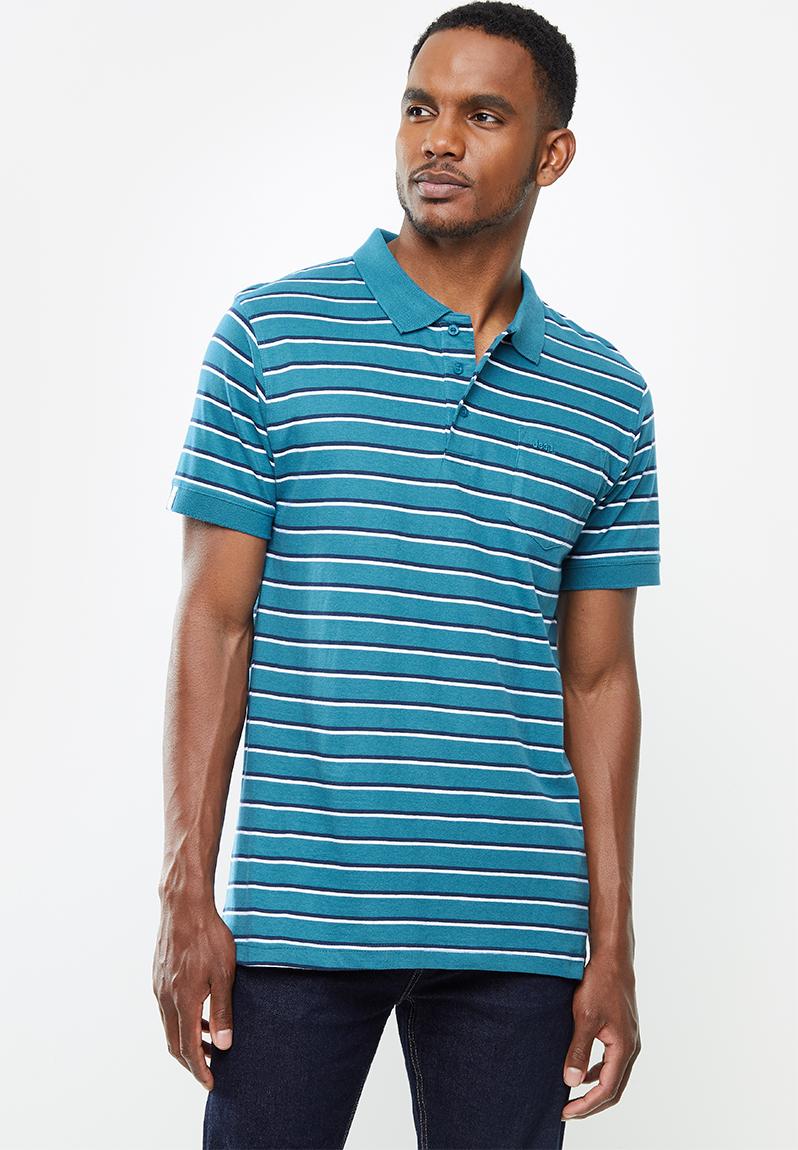 Yarn dye stripes golfer - blue & white JEEP T-Shirts & Vests ...