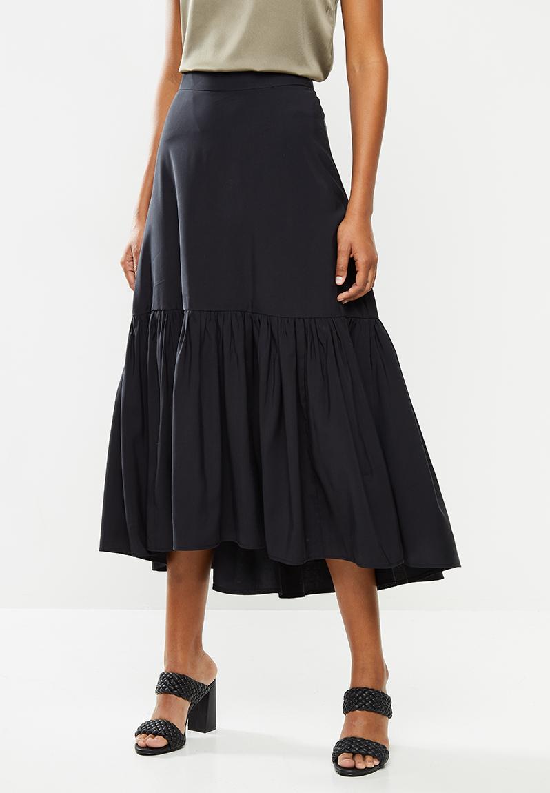 Tiered midi skirt with dipped hem - black MILLA Skirts | Superbalist.com